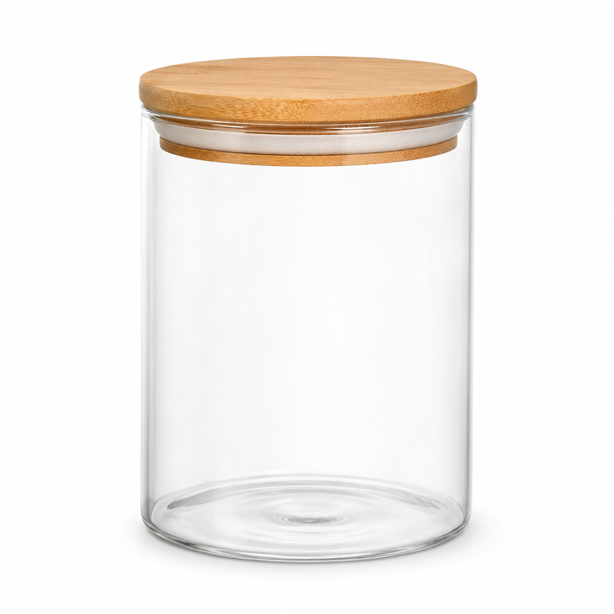 Bocal en verre transparent avec couvercle bambou 1200 ml