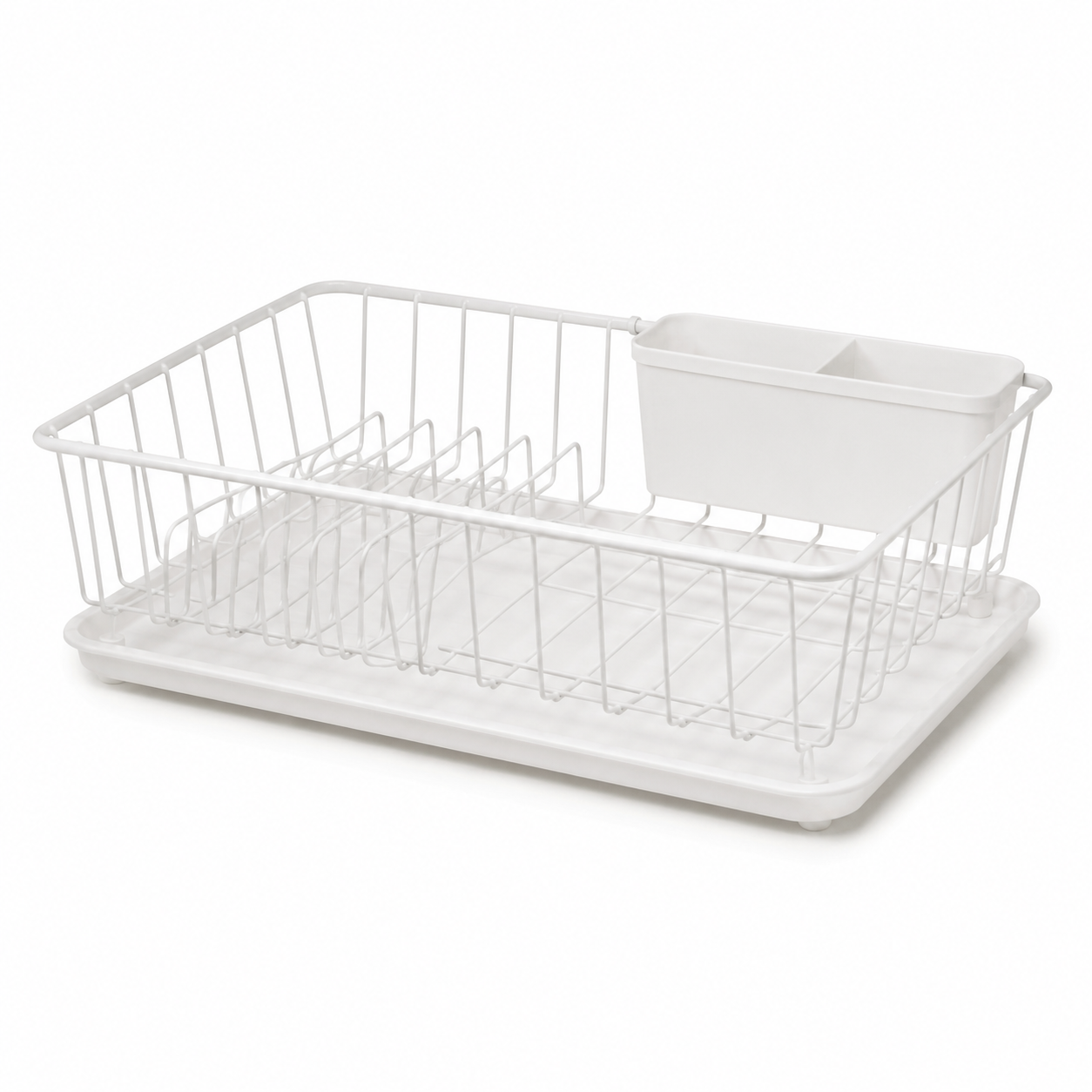 Égouttoir à vaisselle compact blanc avec bac 36x25 cm