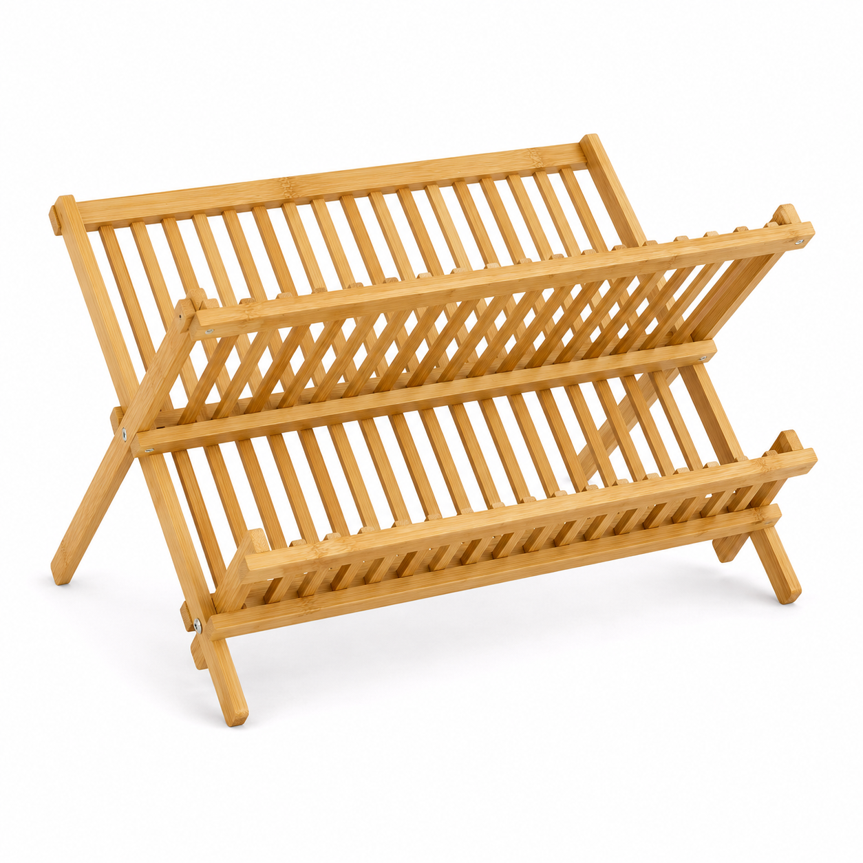 Égouttoir pliable en bambou naturel pour assiettes 42 cm