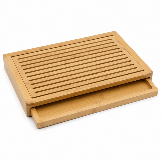 Planche à pain en bambou avec grille ramasse-miettes 40x27 cm