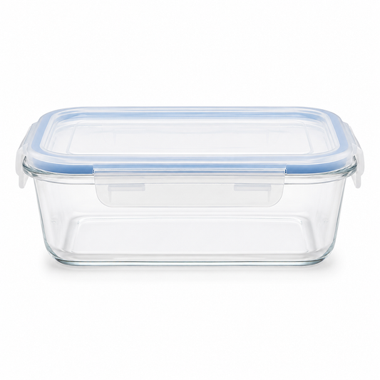 Boîte alimentaire rectangulaire en verre avec couvercle 1 L
