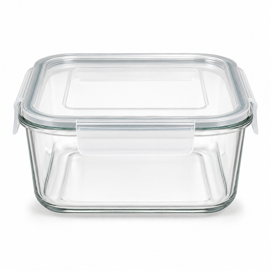 Boîte alimentaire carrée en verre avec couvercle 1500 ml