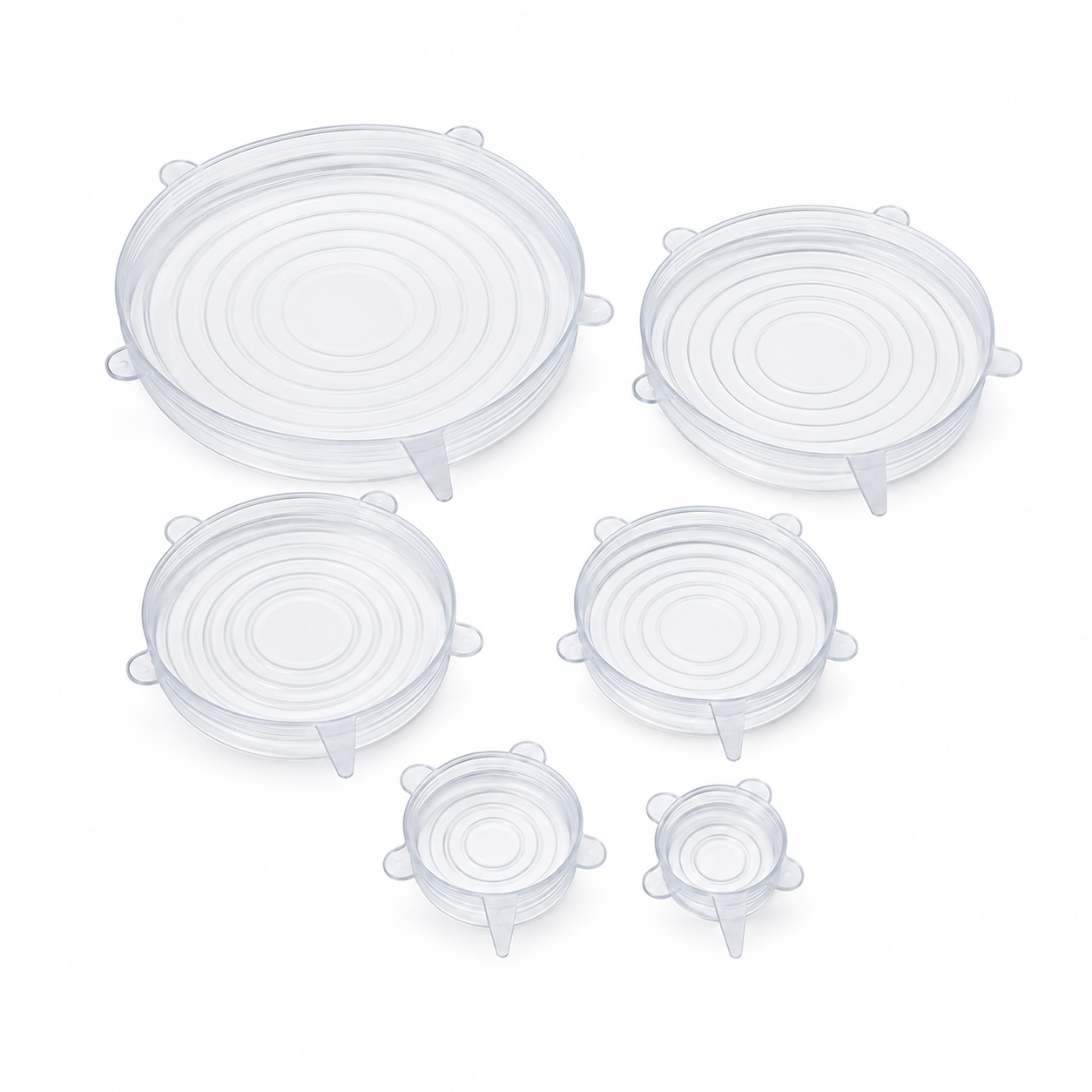 Lot de 6 couvercles extensibles en silicone transparent