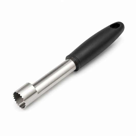 Évideur à pomme en inox avec poignée noire 20 cm