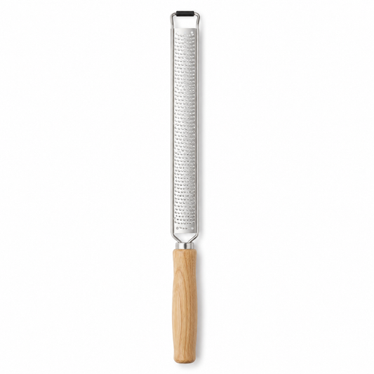 Zesteur fin en inox avec manche bois clair 32 cm