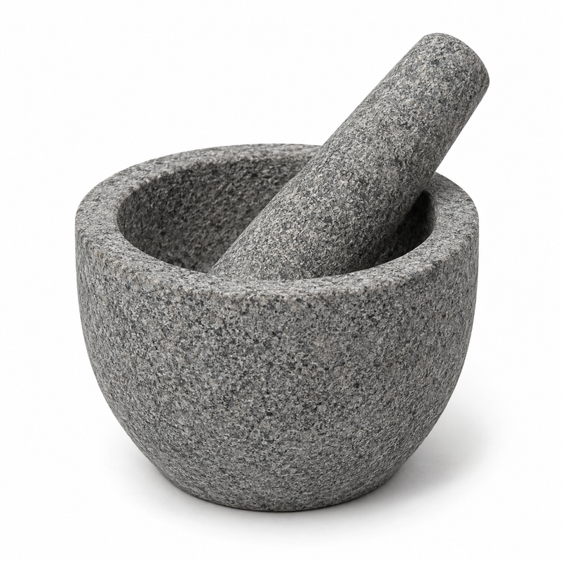 Mortier et pilon en granit gris diamètre 14 cm