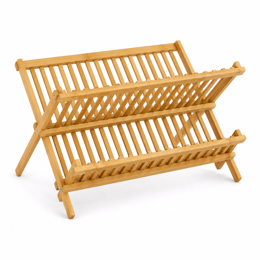 Égouttoir pliable en bambou naturel pour assiettes 42 cm